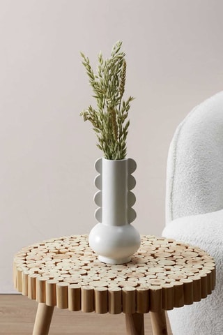 Vaso de porcelana Lola - 8 x 15 x 8 cm - Bege e branco