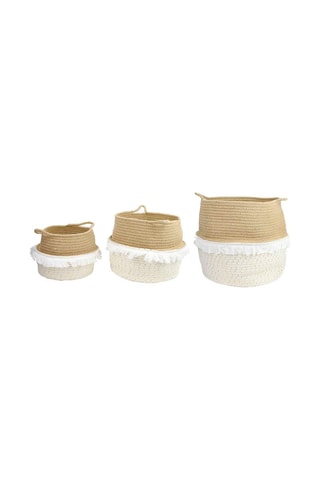 3 cestos de arrumação Natural e branco