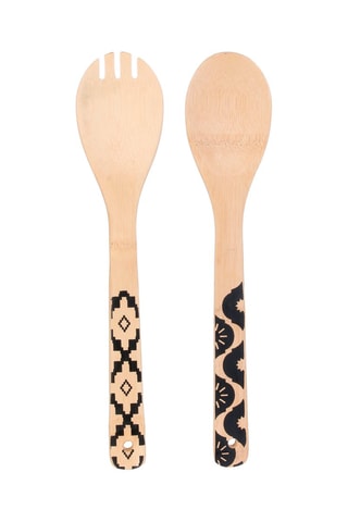 2 talheres para salada de bambu