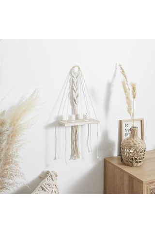 Prateleira Boho Bege e natural - 25 x 62,5 x 10 cm