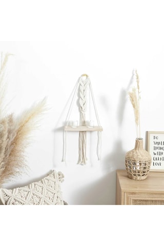Prateleira Boho Bege e natural - 25 x 62,5 x 10 cm