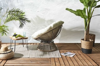 Cadeirão Cancun - Branco e natural - Revestimento tecido impermeável