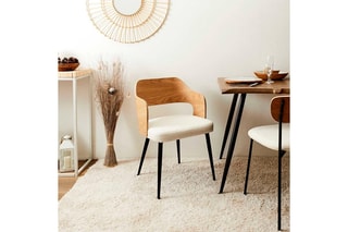 2 cadeiras Loki Hygge - Natural e creme - Revestimento bouclette