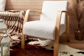 Cadeirão Hella Hygge - Natural e branco - Revestimento bouclette
