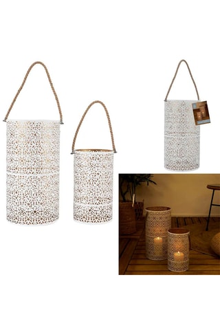 2 lanternas 
39 e 42 cm - Branco e dourado