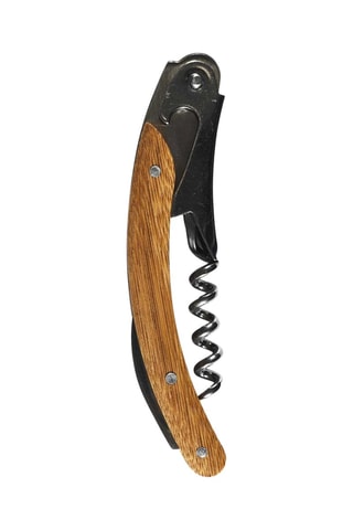 Suporte para garrafas e saca-rolhas em madeira de acácia