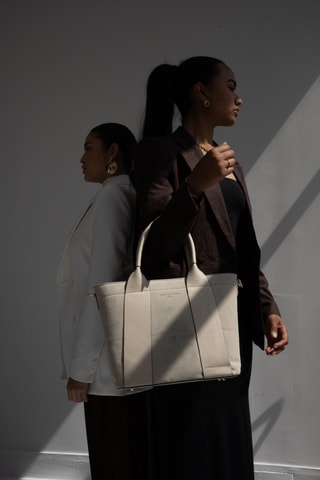 Leren Handtas Eris - Wit - Beige en wit