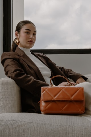 Leren Handtas Enya - Camel - Camel