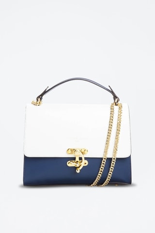 Leren Handtas Ora - Wit en blauw