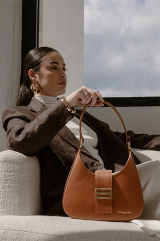 Leren Handtas Inaya - - Camel