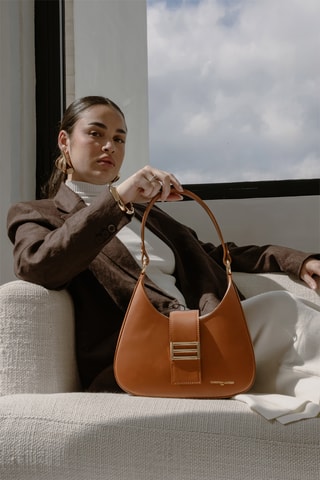 Leren Handtas Inaya - - Camel