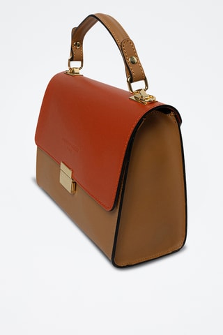 Leren Handtas Alysse  - Camel en oranje