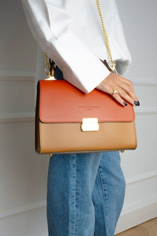 Leren Handtas Alysse  - Camel en oranje