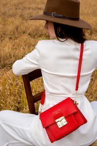 Leren Schoudertas Adriana - Rood