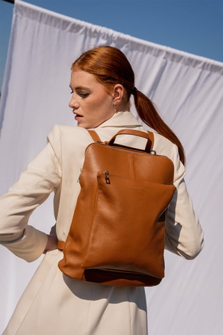 Leren Rugtas Milana - Camel