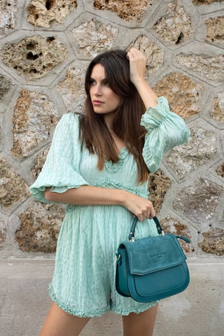 Leren Handtas Lali - Blauw en groen