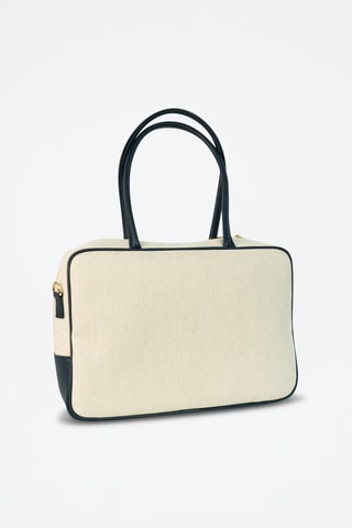 Sac porté épaule en cuir Tara - Bleu marine