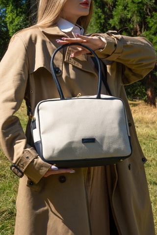 Sac porté épaule en cuir Tara - Bleu marine