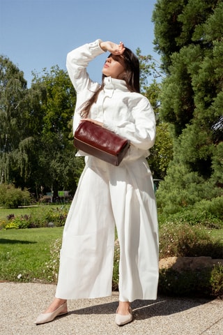 Sac bandoulière en cuir Mei - Marron