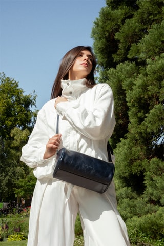 Sac bandoulière en cuir Mei - Bleu