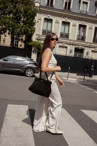 Sac porté épaule en nubuck Ami - Noir