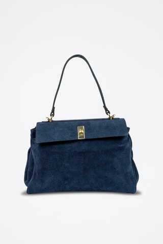 Sac porté épaule en nubuck Ami - Bleu marine