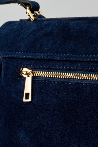 Sac porté épaule en nubuck Ami - Bleu marine