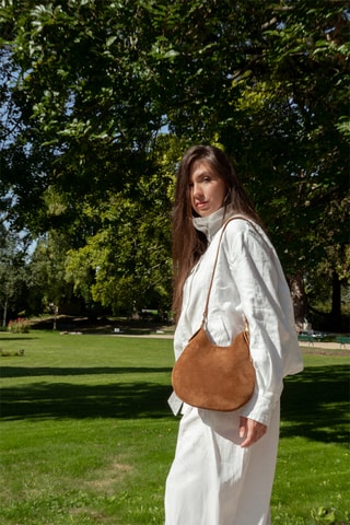 Sac porté épaule en cuir Mika - Camel