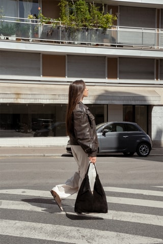 Sac porté épaule en nubuck Elan - Noir