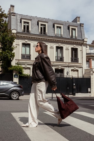 Sac porté épaule en nubuck Elan - Bordeaux