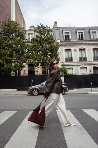 Sac porté épaule en nubuck Elan - Bordeaux