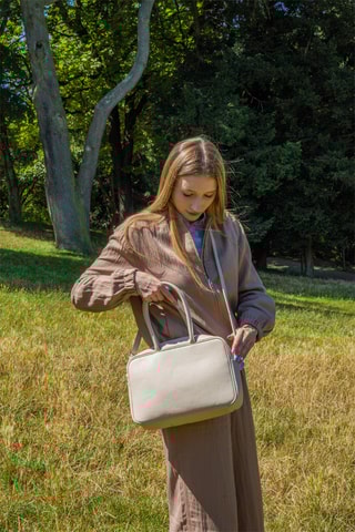 Sac porté épaule en cuir Néa - Écru