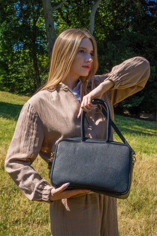 Sac porté épaule en cuir Néa - Noir