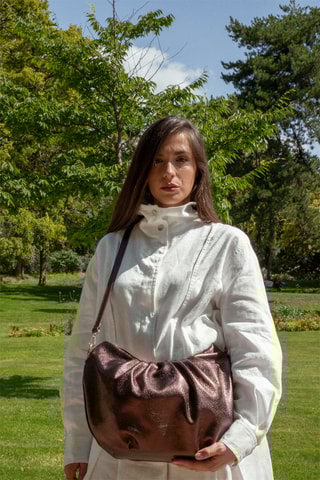 Sac bandoulière en cuir Yuki - Marron