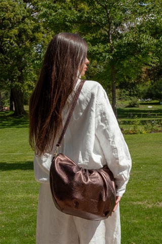 Sac bandoulière en cuir Yuki - Marron