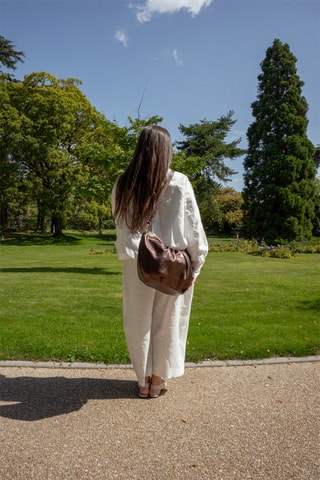 Sac bandoulière en cuir Yuki - Marron
