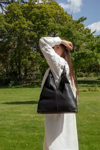 Sac porté épaule en cuir Halo - Noir