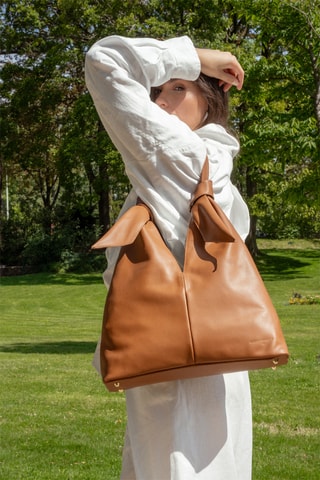 Sac porté épaule en cuir Halo - Camel