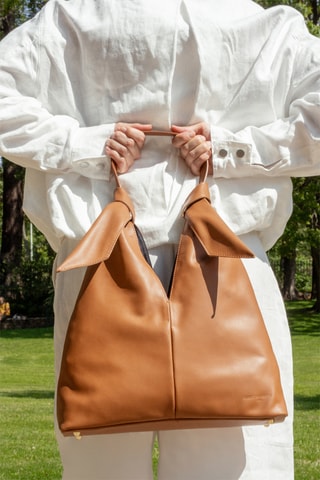 Sac porté épaule en cuir Halo - Camel