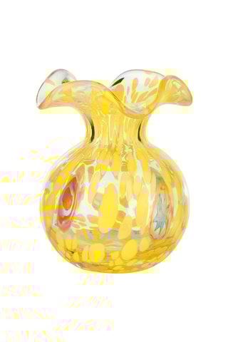 Vaso em vidro soprado Murrine 10 x 14 cm - Amarelo