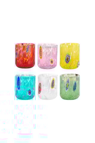 6 copos de licor em vidro soprado Murrine - 30 cl
