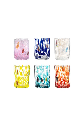 6 copos de água em vidro soprado Murrine - 30 cl