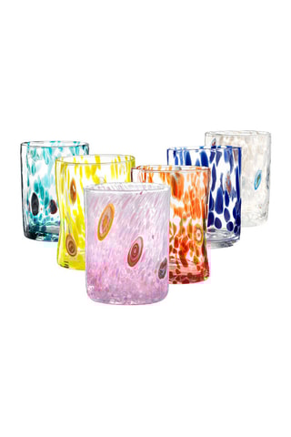 6 copos de água em vidro soprado Murrine - 30 cl