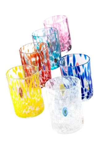 6 copos de água em vidro soprado Murrine - 30 cl
