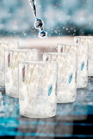 6 copos de água em vidro soprado Murrine - 30 cl