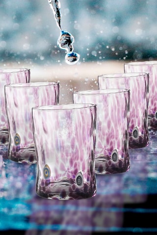 6 copos de água em vidro soprado Murrine - 30 cl