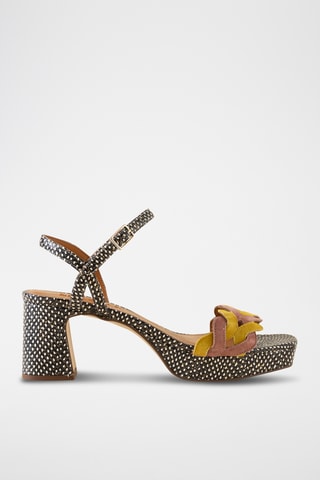 Sandales à talons en cuir - Noir et blanc