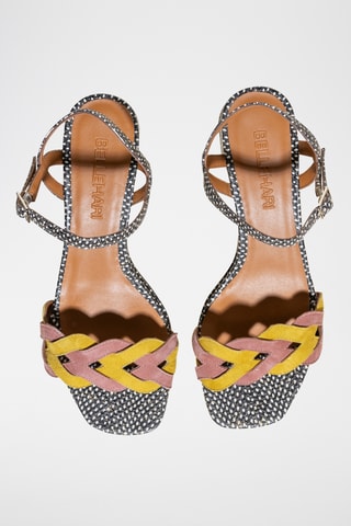 Sandales à talons en cuir - Noir et blanc
