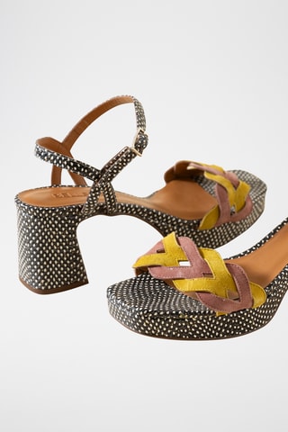 Sandales à talons en cuir - Noir et blanc