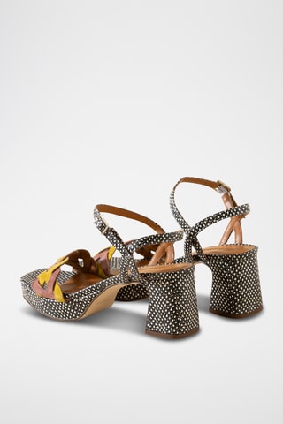 Sandales à talons en cuir - Noir et blanc